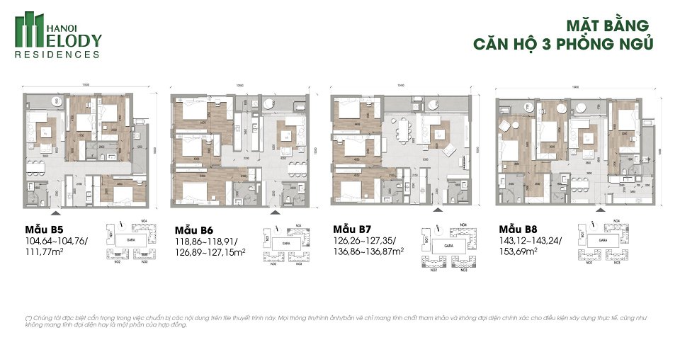 Thiết kế căn hộ 3 phòng ngủ Hanoi Melody Residence